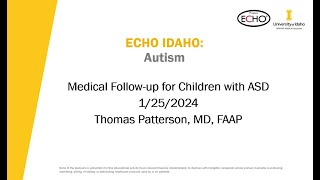 Medical Follow-up Children with ASD - 1/25/2024