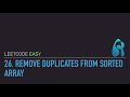 LeetCode 26. Remove Duplicates from Sorted Array - Two Pointers - Python 3 - for Coding Interviews