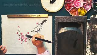 Autumn Ink painting _ Sumi-E exercise _ Plum blossom _ Meditation art therapy