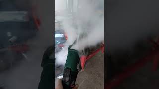 PARKSIDE 1200W PWS 125 - first start of the angle grinder (smoke)