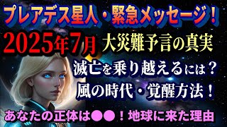 【宇宙人の予言】プレアデス星人・緊急メッセージ！2025年7月大災難予言を乗り越えるには？高次の地球・風の時代に覚醒する方法！あなたの正体は●●！地球の真実！【衝撃のコンタクト内容・UFO映像公開】