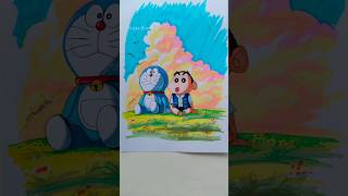 Doraemon And Sinchan Drawing With Alcohol Markers Step By Step Tutorial 😧. #shorts