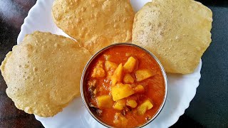 Poori Bhaji Recipe | Puffy Poori and Poori Masala | One Pot Aloo Bhaji | Poori Masala