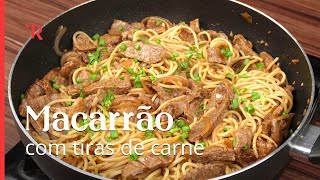 Esse macarrão com carne é perfeito para o seu almoço ou jantar, fica pronto em minutos!