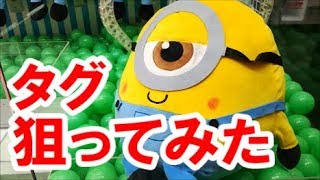 【UFOキャッチャー】500円チャレンジ！ミニオンのタグ狙ってみた結果…！！　(500 yen challenge! )