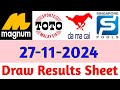 27-11-2024 Today 4D Results Magnum Toto Kuda/Damacai | 4d Result Today | Today 4d Result Live