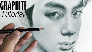 How I Draw FAST, EASY & Not Get LAZY! Graphite Pencil Drawing Tutorial for Beginners (BTS Jin)