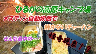 【ソロキャンプ】メスティン自動炊飯で焼かないチャーハン　ひるがの高原キャンプ場