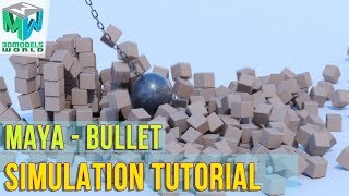 Maya Bullet Physics Simulation Tutorial: Wrecking Ball Animation - Active and Passive Rigid Body