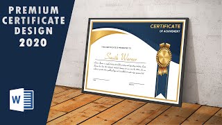 How to Premium Golden Certificate Design in ms word 2020 | copyright free template download