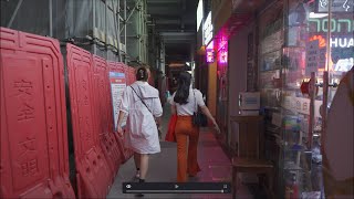 4k街拍广州，夜游北京路步行街，在小巷子发现美女