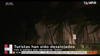 Huracán “Delta” toca tierra en Puerto Morelos, Quintana Roo; ya es categoría 2