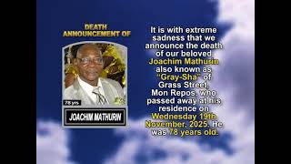 Joachim Mathurin ~ Short Obituary