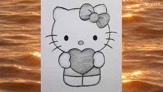 Çizim eğitimi - Yeni başlayanlar için Hello kitty adım adım nasıl çizilir - Öğretici kolay çizim#art