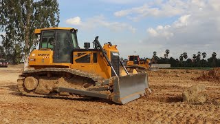 Incredible SHANTUI Bulldozer Pushing Soil in Action and Dump Truck Unloading Soil