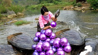 😱🎁Open the giant clam, which is filled with countless enchanting purple pearls, incredibly precious