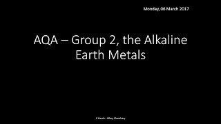 AQA 2.2 Group 2, the alkaline earth metals REVISION