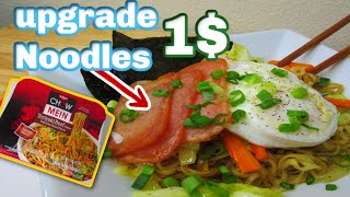 1 dollar instant noodle upgrade Nissin chow Mein teriyaki beef restaurant style easy recipe