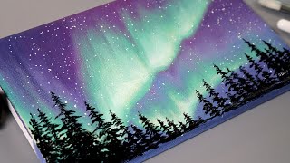 [ENG] 아크릴화 오로라 밤하늘 잘 그리는 법 | Northern Lights acrylic painting tutorial