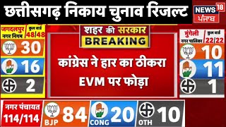 Chhattisgarh Nikay Chunav Result | कांग्रेस ने हार का ठीकरा EVM पर फोड़ा | Congress | BJP | News18