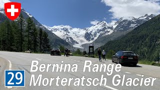 Switzerland: Road H29 view of Bernina \u0026 Morteratsch Glacier