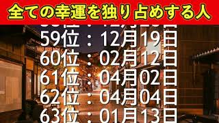 【全ての幸運を独り占めする人】誕生日ランキングTOP100 奇跡と金運占い