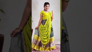 Lehenga Choli for kids with dupatta in Green and Red colors