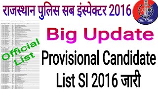 Rajasthan Police SI 2016 / RPSC Sub Inspector 2016 Latest News / Rajasthan SI 2016 Provisional List