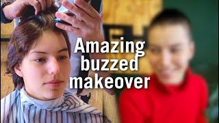 SHE GETS A SUPER SHORT BUZZCUT It feels liberating! | HFDZK HOW TO CUT HAIR ASMR TUTORIAL