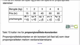 Proporsjonale og omvendt proporsjonale størrelser 1P