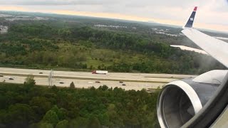 Fantastic Reverse Thrust HD 757 Landing In Charlotte On US Airways!!!