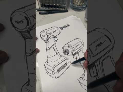 How to draw an impact driver tool #sketch #drawing #idsketching