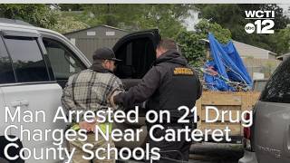 Man Arrested on 21 Drug Charges Near Carteret County Schools