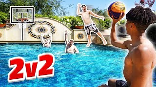 Crazy 2v2 Pool Mini Basketball Game + Trick Shots!