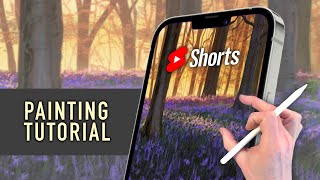 IPAD PAINTING TUTORIAL - Spring woodland landscape in Procreate #Shorts