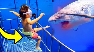 Kid FALLS into shark tank, then THIS happens...