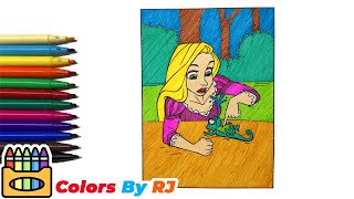 Disney Princess Rapunzel Coloring Pages & Coloring Book - Tangled - How to Draw & Color