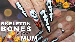 Mum's Halloween Nails | Skeleton Finger Nail Art | Black Swan Beauty
