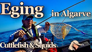 Eging in Algarve - Cuttlefish \u0026 Squids - Eging (Squid jigging) #10 - Kayak Fishing - 4K