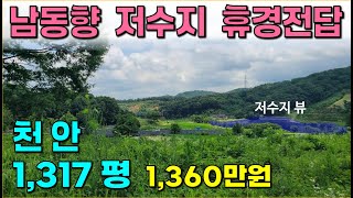 천안...1,317평 전답 / 남동향, 저수지 뷰 / 휴경지 전답, 맹지라 싸요,,,구거에 도로 개설해서 경치 좋은데서 사세요