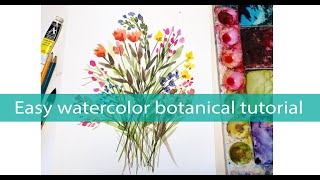 EASY Watercolor Botanical Tutorial/ #watercolor #tutorial #botanical #meditation