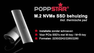 Poppstar - M.2 PCIe NVMe SSD behuizing met thermische pad (USB-C, M-Key + B\u0026M-Key) tot 10 Gb/s