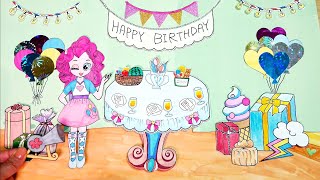 Paper dolls birthday party stop motion/little pony equestria girls costume story craft/紙人形バースデーパーティー