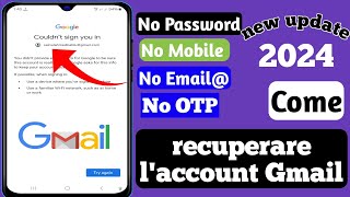 Come recuperare l'account Gmail ||  Recupero dell'account Google ||  Recupero account Gmail 2024