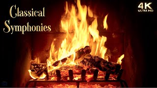Classical Symphony Music Fireplace ~ Cozy Orchestra Music Ambience