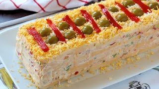 Pastel de atún frío con pan de molde RÁPIDO. ¡Éxito asegurado!