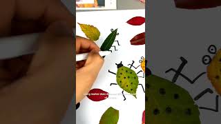 Drawing insects using leaf #viral #drawing #ytshorts #subscribe #artandcraft