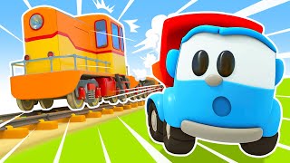 Car cartoons & car cartoon full episodes - Leo the Truck & train station for trains.