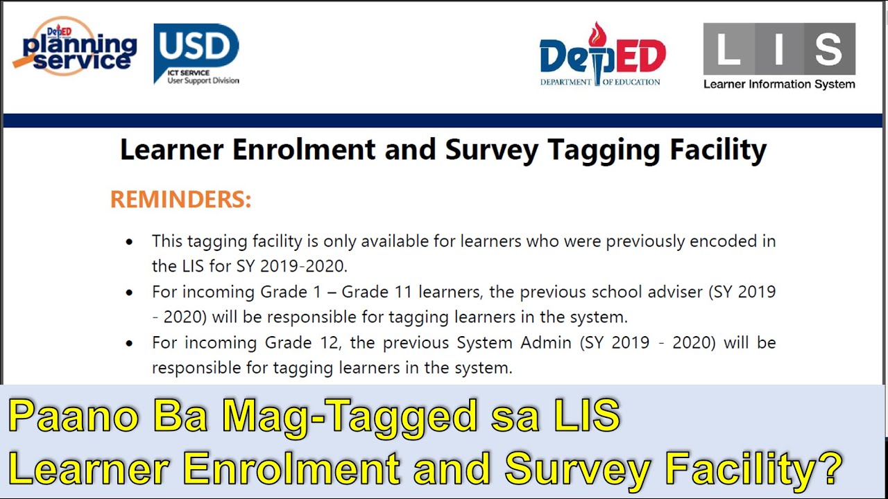 How To Tagged In LIS - Learner Enrolment And Survey Facility - YouTube