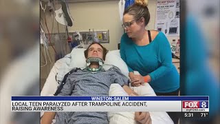 Piedmont teen paralyzed after trampoline trick, fighting to recover